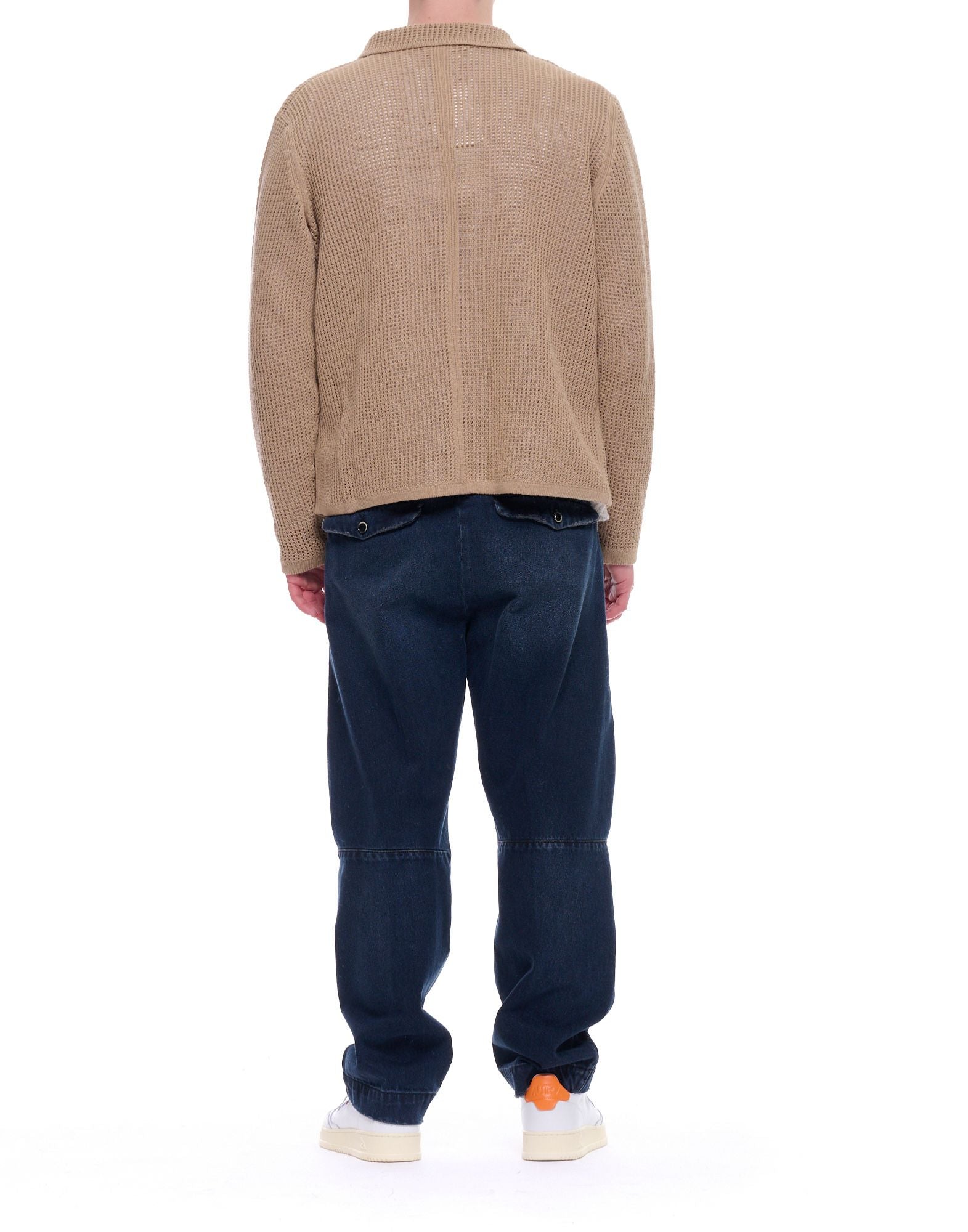 Sand Relaxed Fit Cotton Acetate Mesh Cardigan