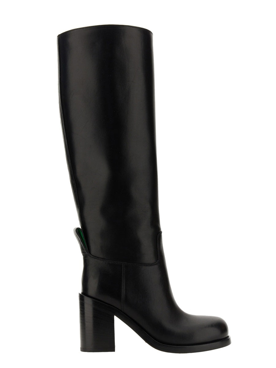 Brown Leather Boots with 9 cm Heel