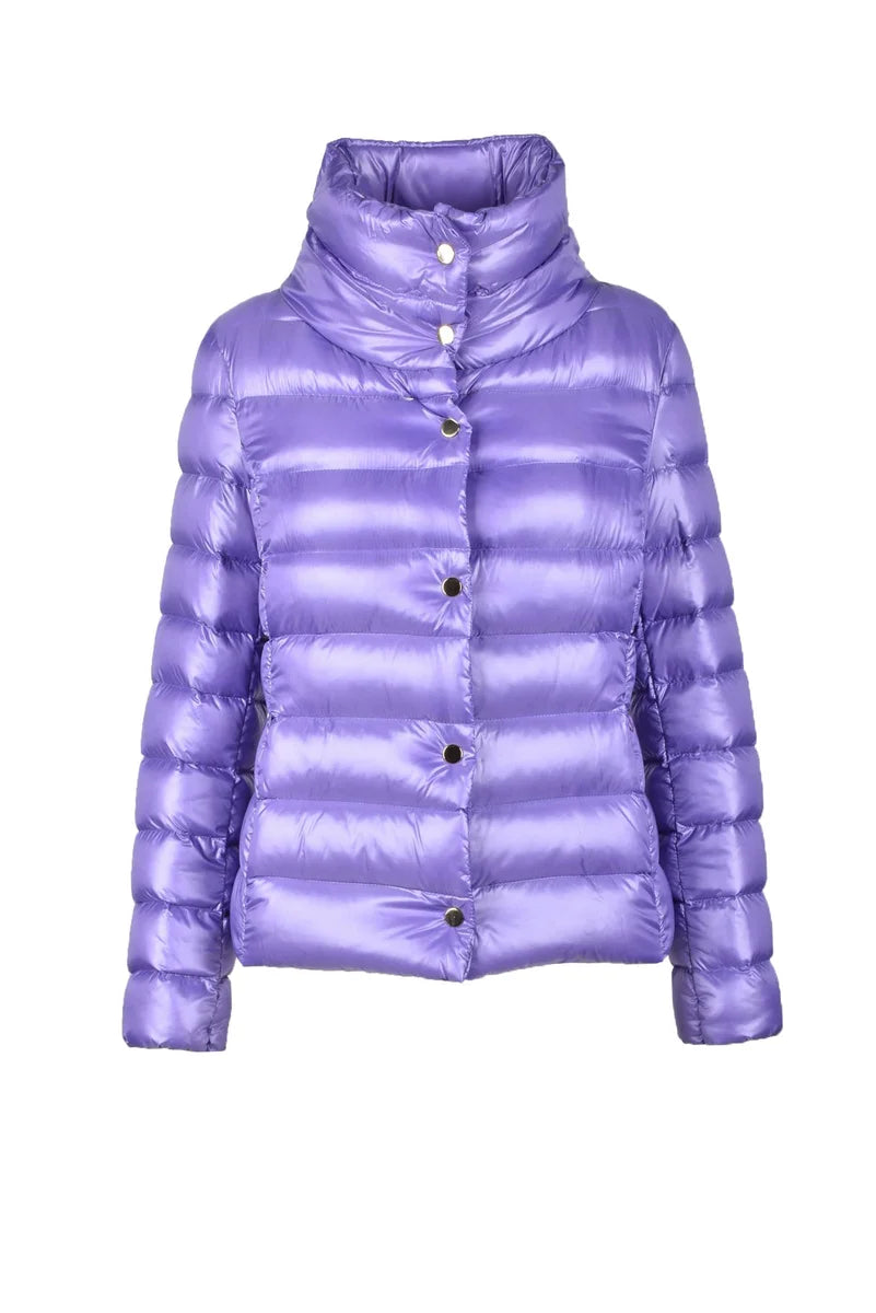Quilted Down Jacket with High Collar