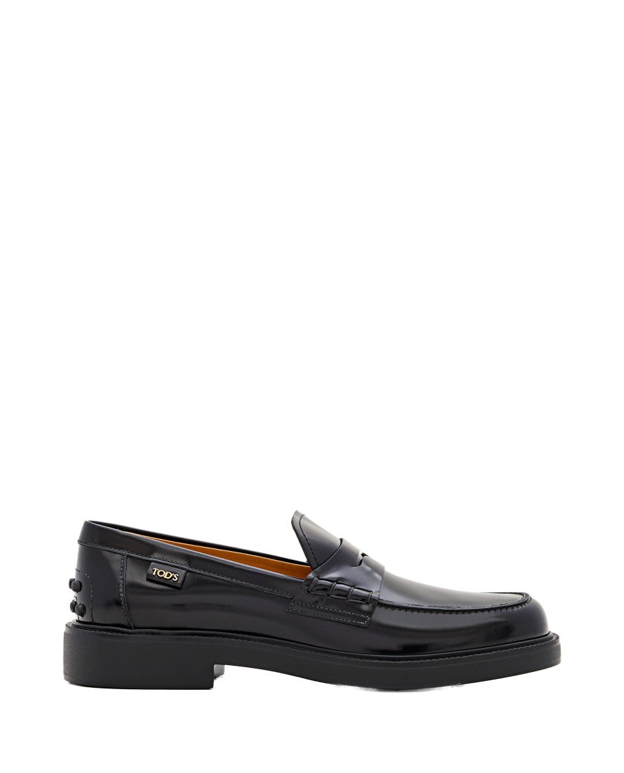 Polished Leather Loafers With Rounded Toe
