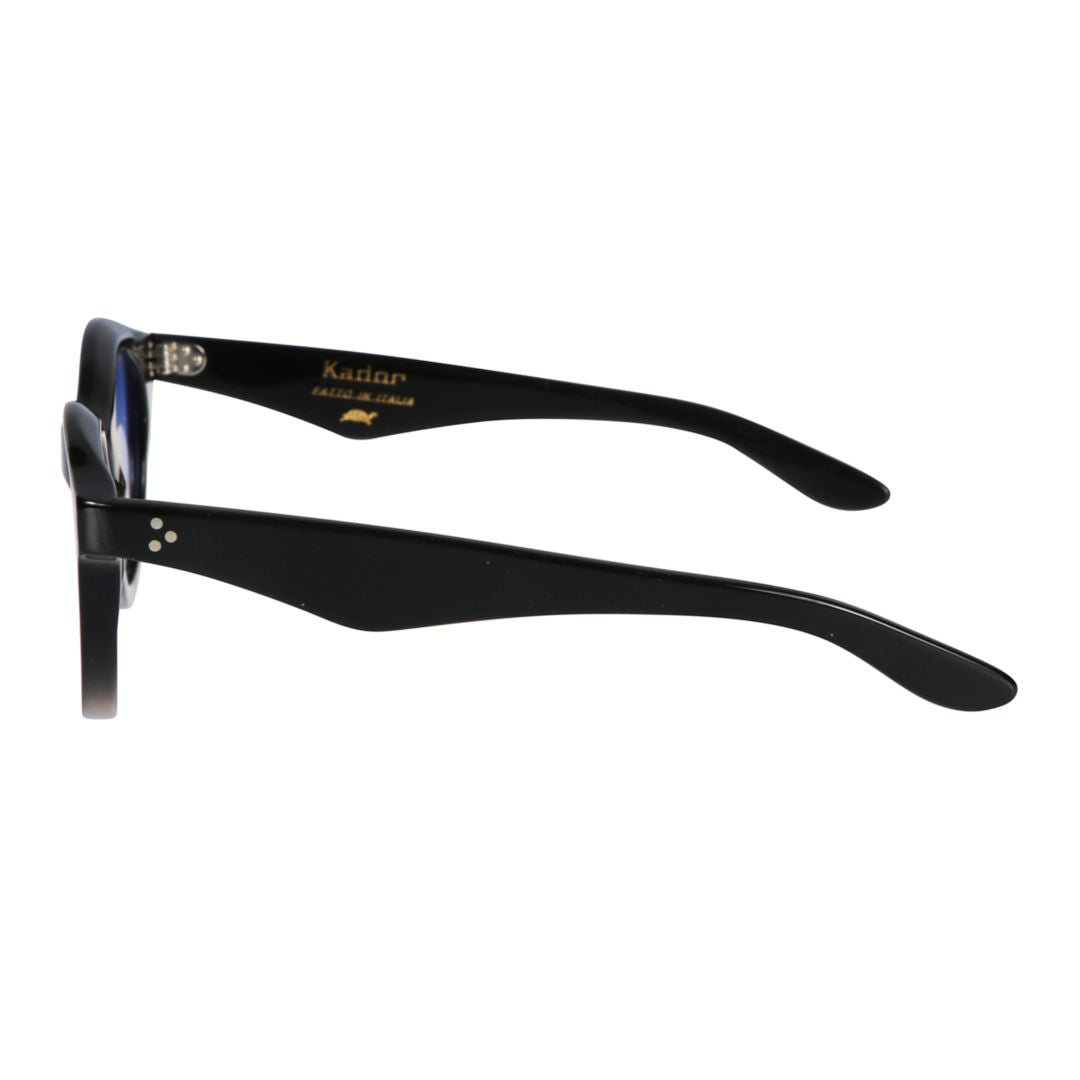 Thick Rounded Gradient Tint Sunglasses with Glossy Black Frame