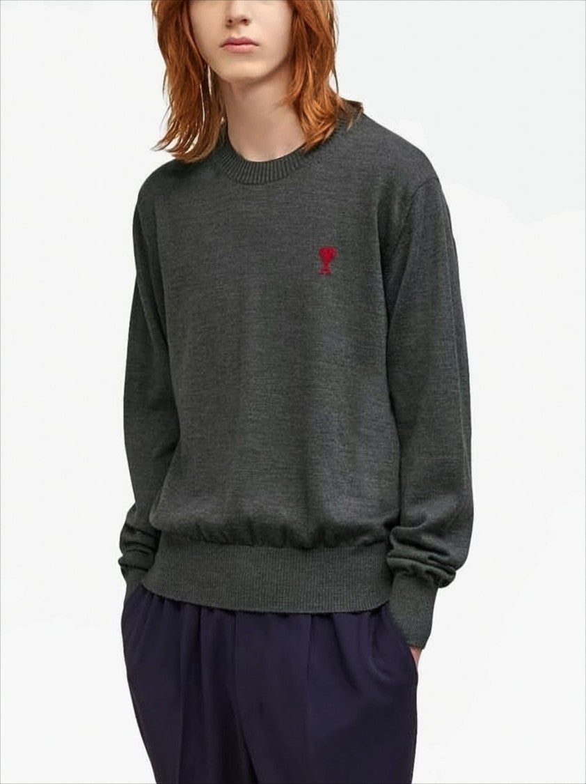 Classic Wool Sweater With Ribbed Details And Signature Logo