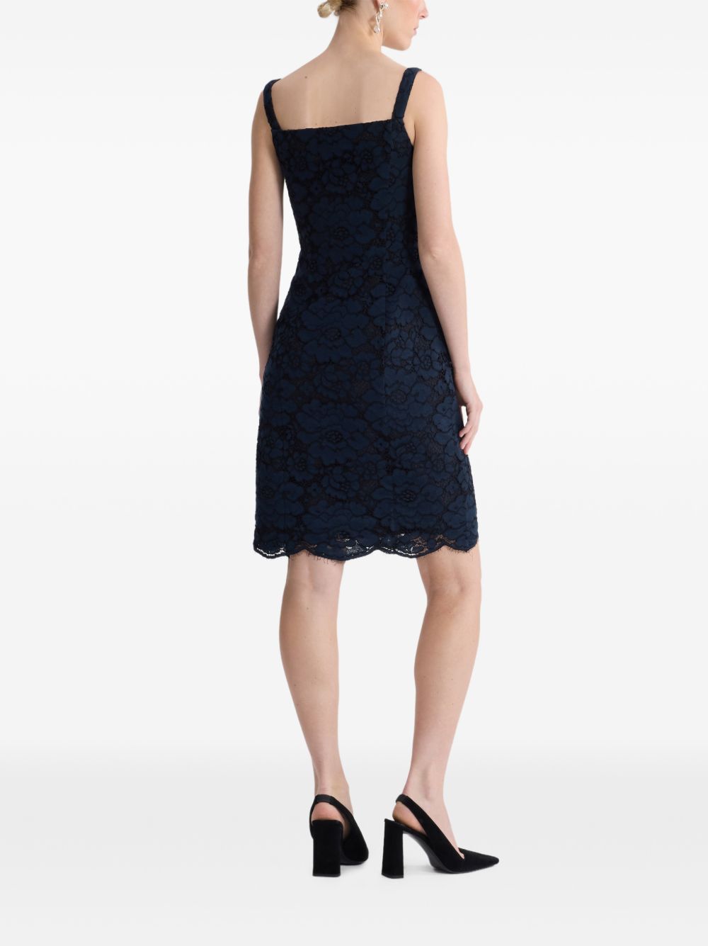 Floral Lace Square Neck Sleeveless Dress