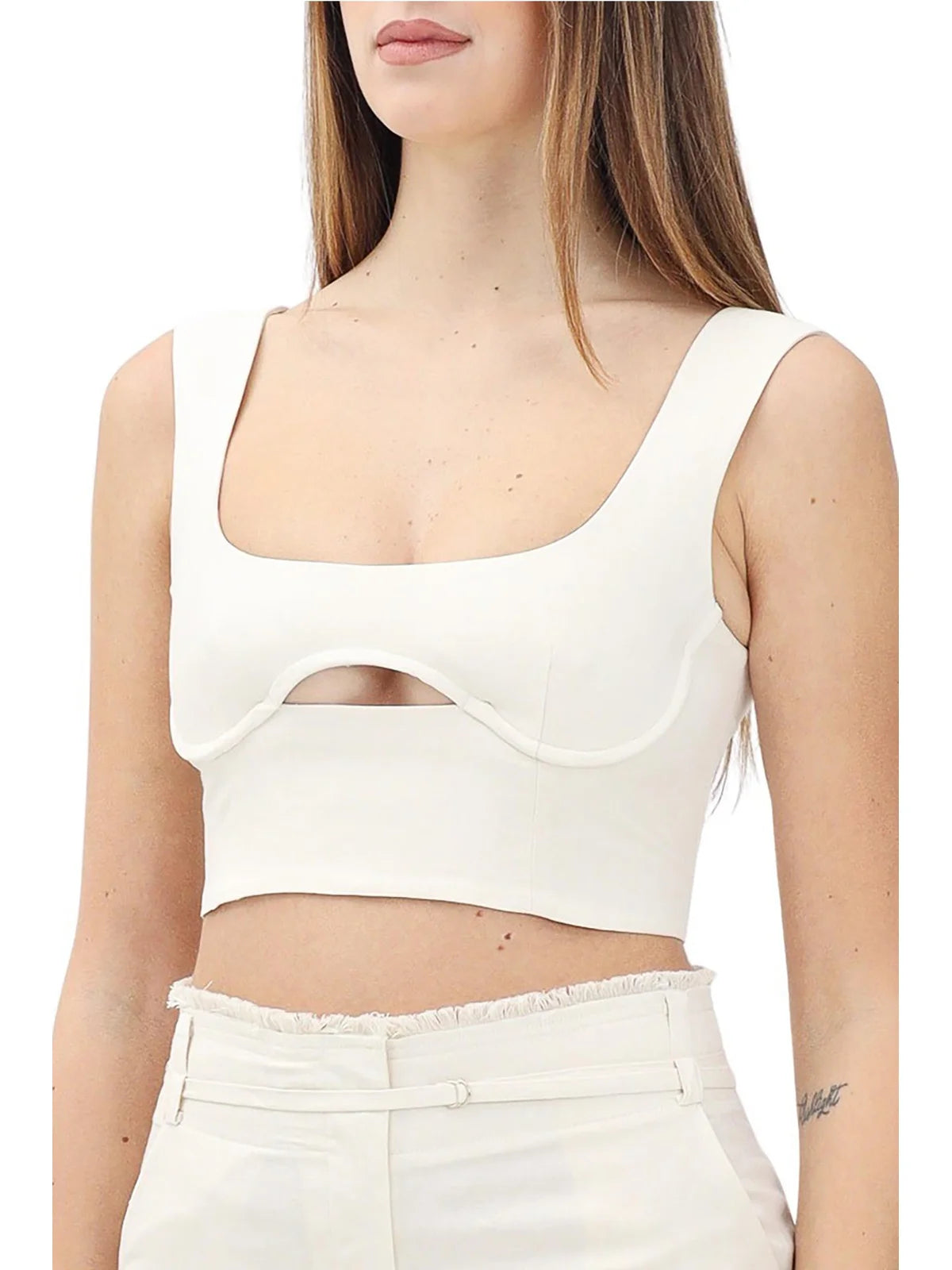 White Viscose Linen Top