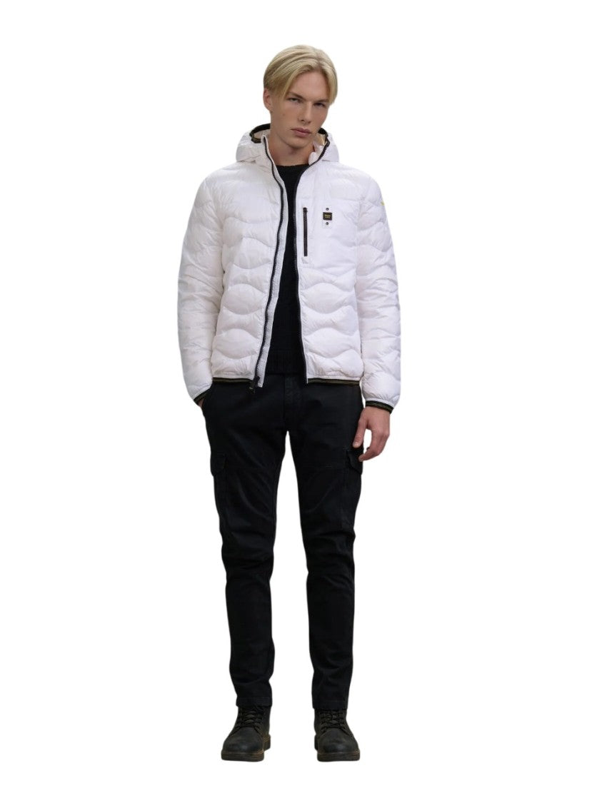 Quilted Down Jacket with Wave Pattern