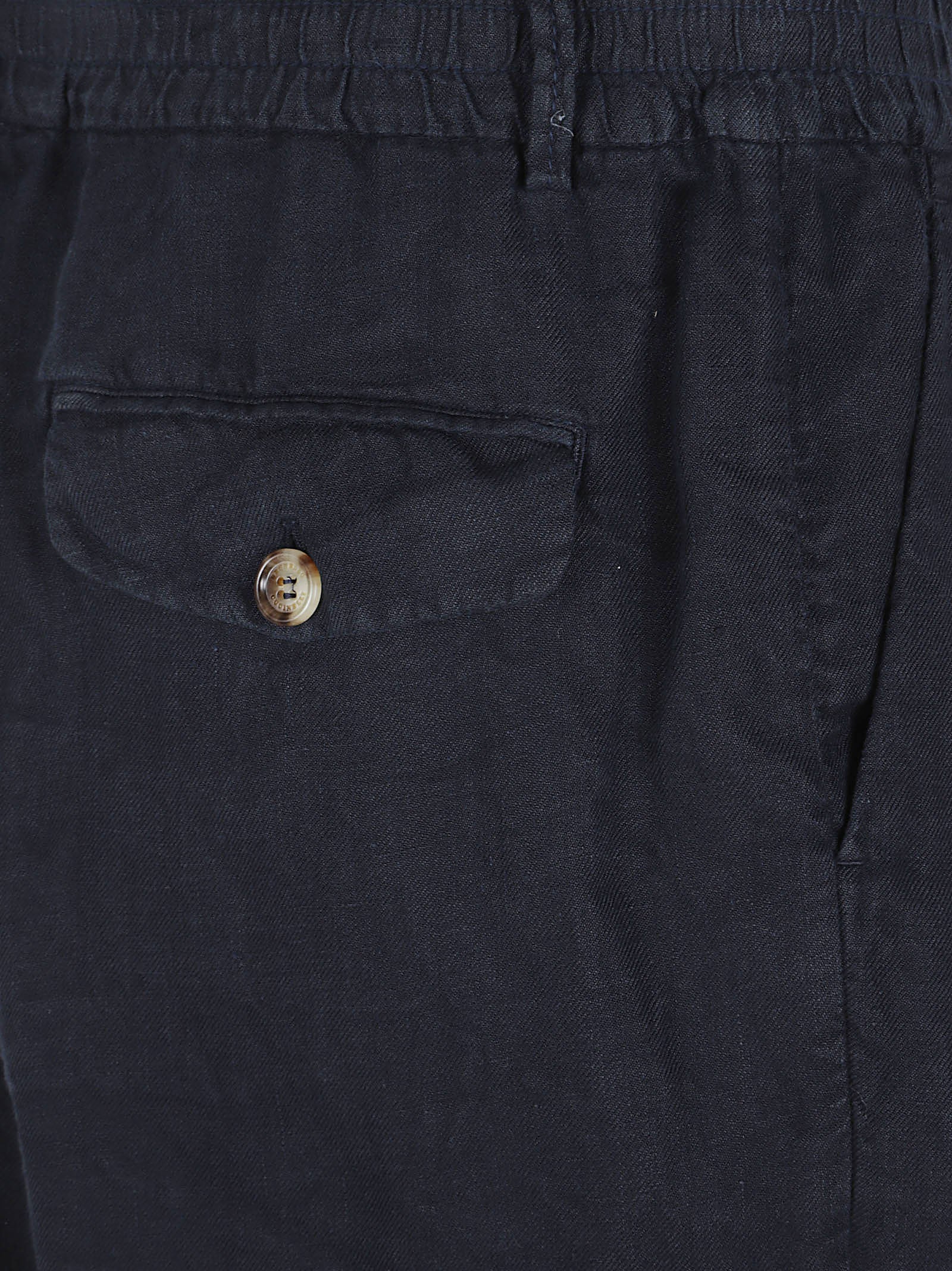 Tailored Black Linen Shorts with Flap Pockets