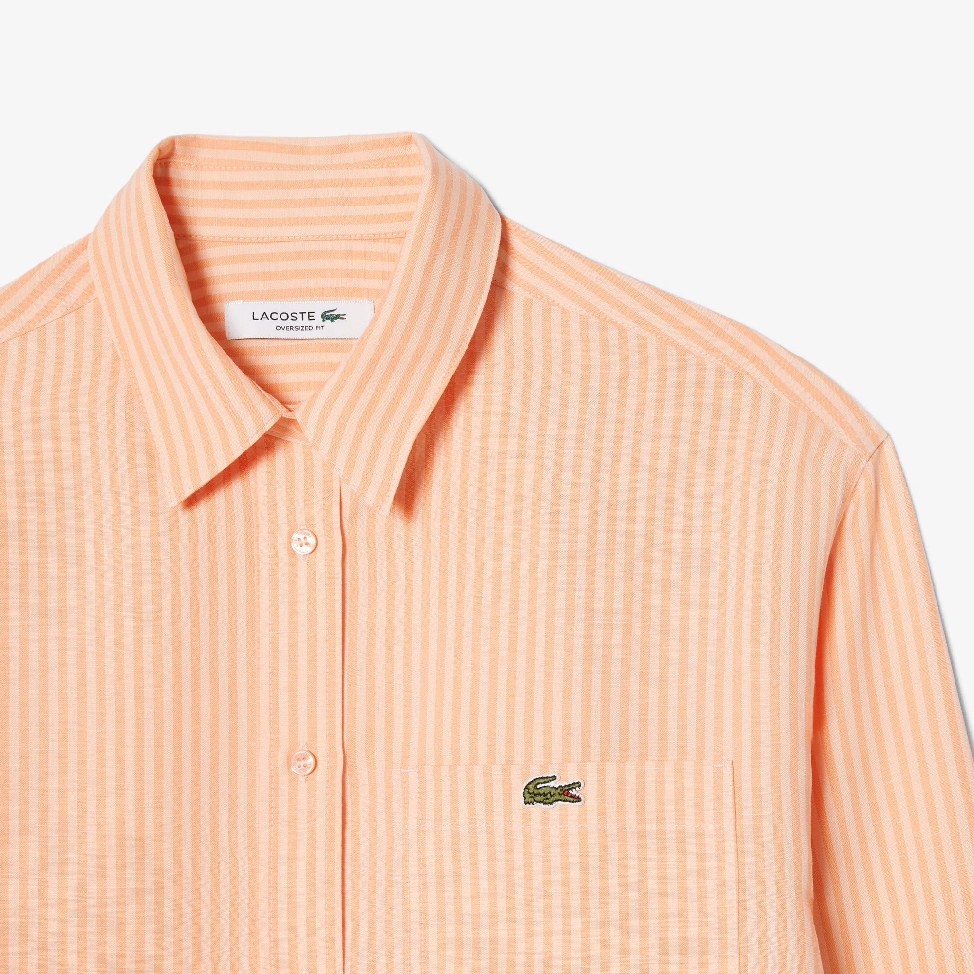 Vertical Stripe Long-Sleeved Shirt with Classic Collar