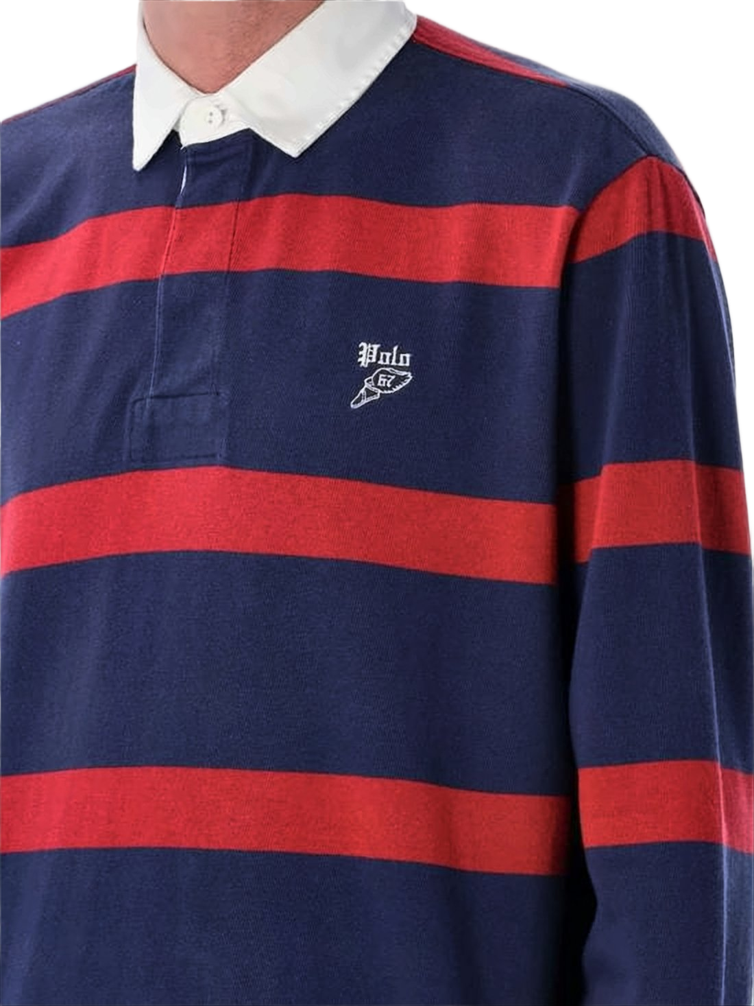 Rugby-Style Long-Sleeve Shirt with Striped Design