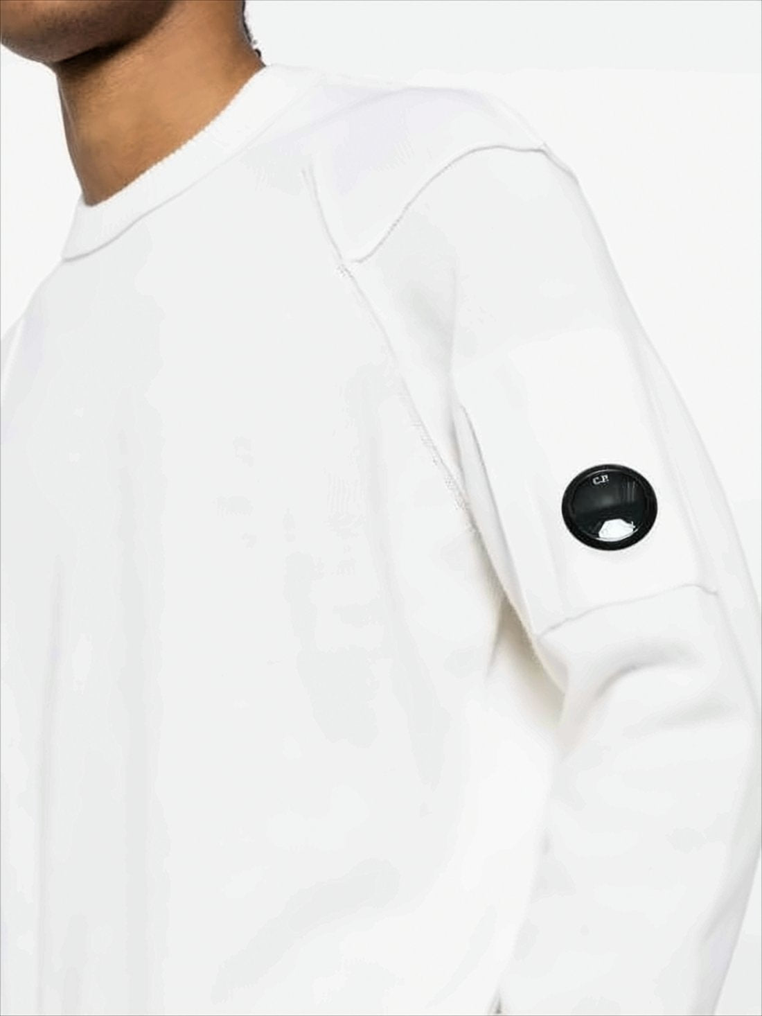Long-Sleeve Minimalist Wool-Nylon Blend Top With Lens Patch
