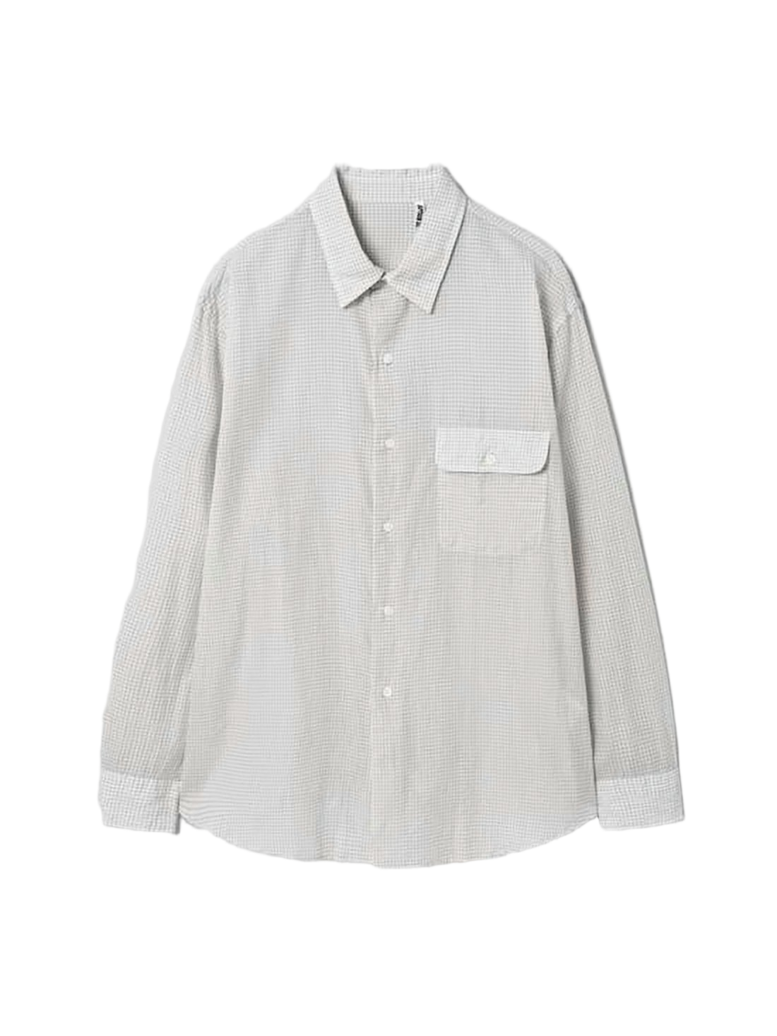 Long-Sleeve Subtle Checkered Shirt with Classic Collar