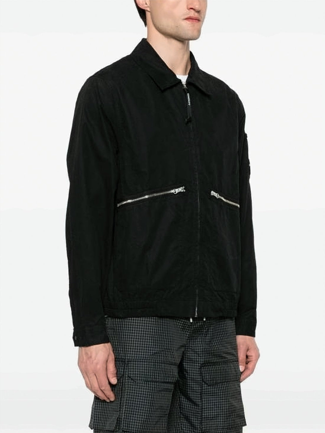 Black Minimalist Lens Detail Cotton Jacket