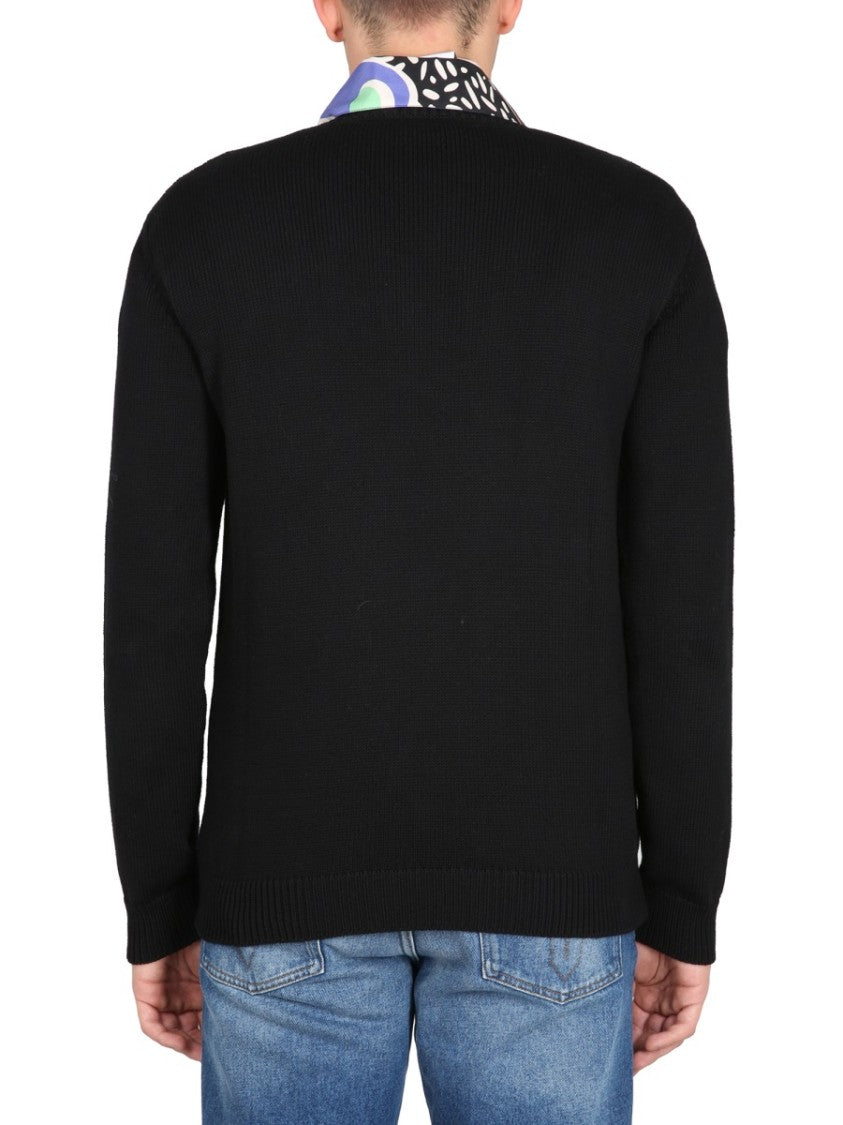 Cross-Neck Cotton Sweater