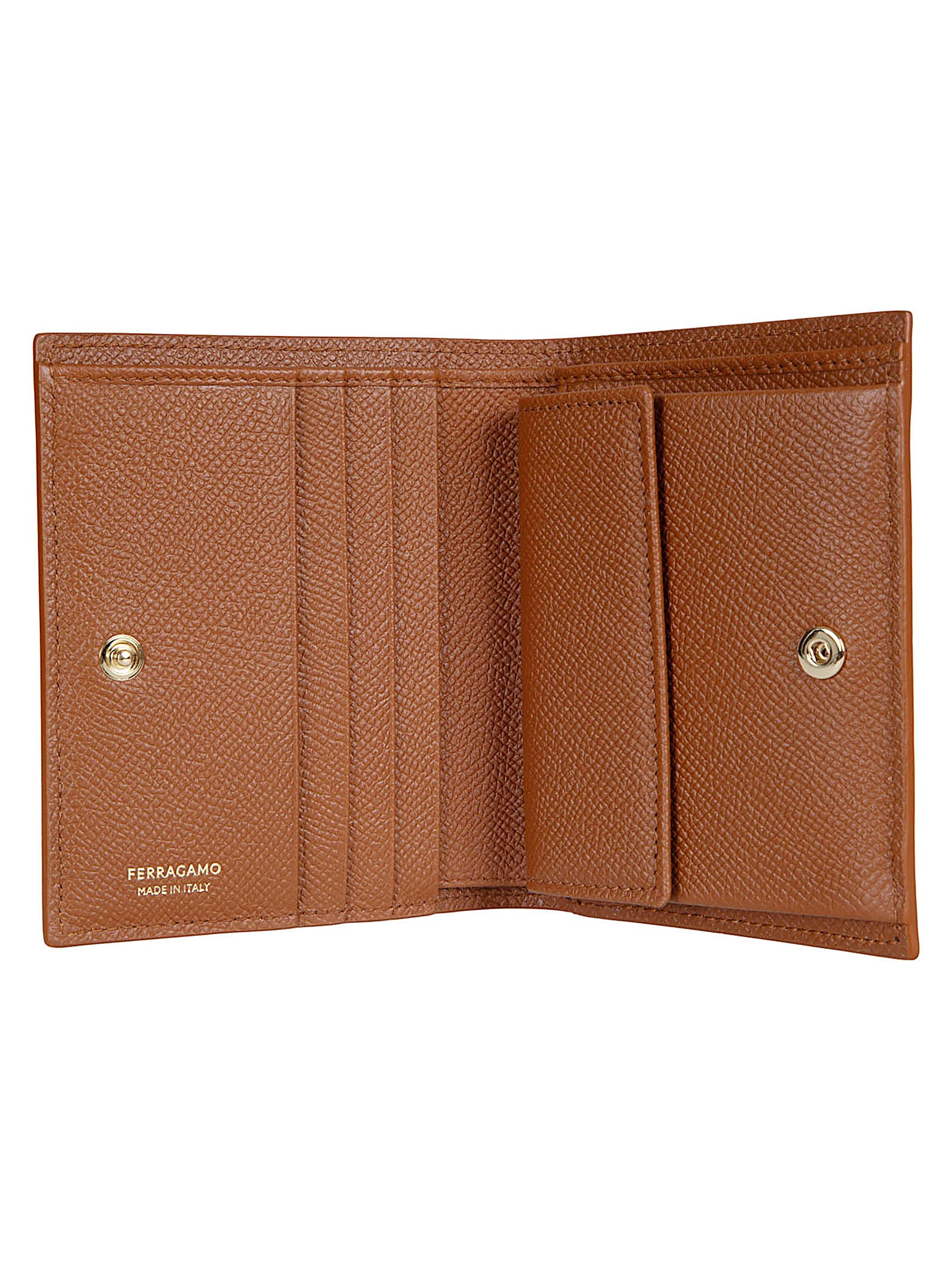 Textured Calf Leather Wallet with Gold-tone Gancini Buckle