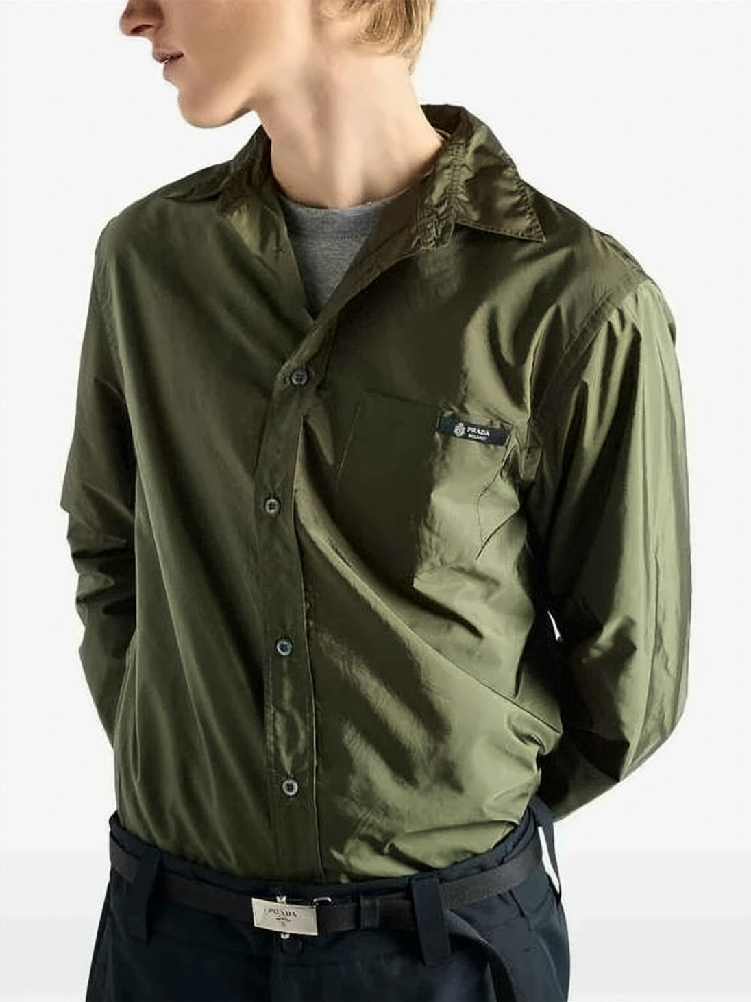 Long-Sleeve Shirt with Classic Collar and Elastic Cuffs
