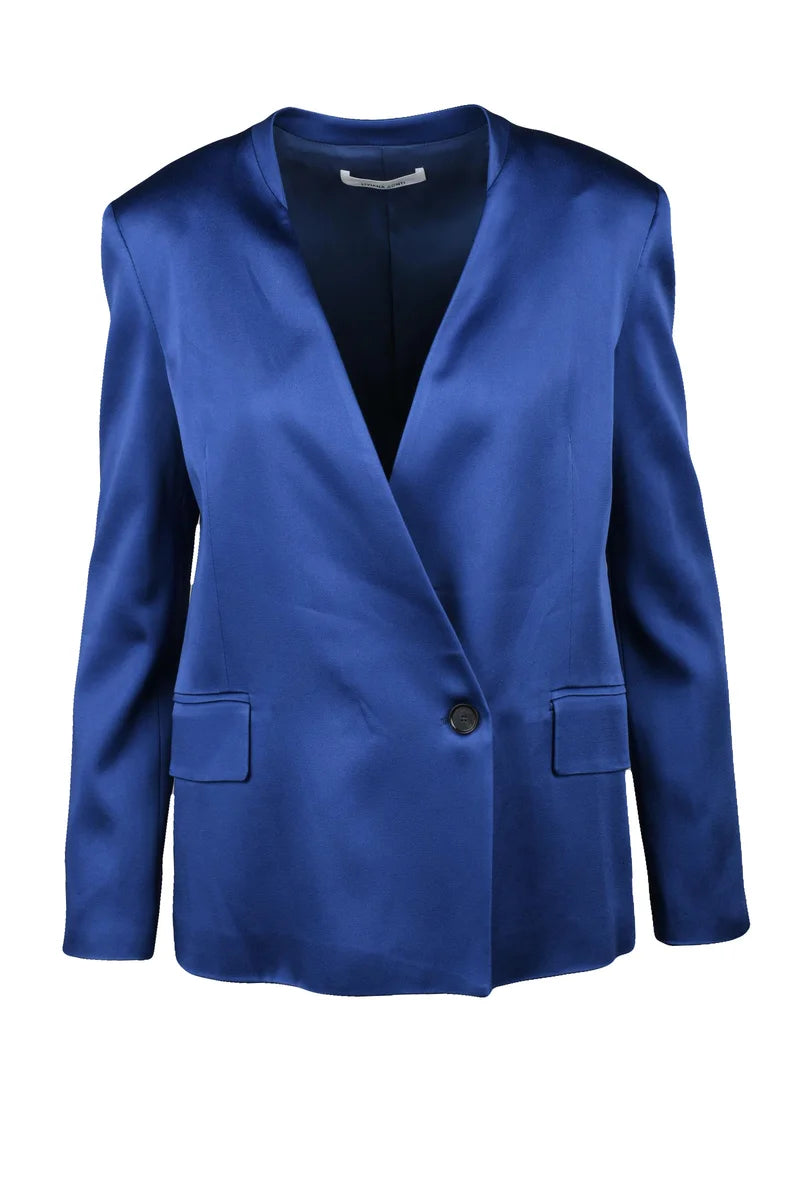 Satin Blazer Jacket - Royal Blue