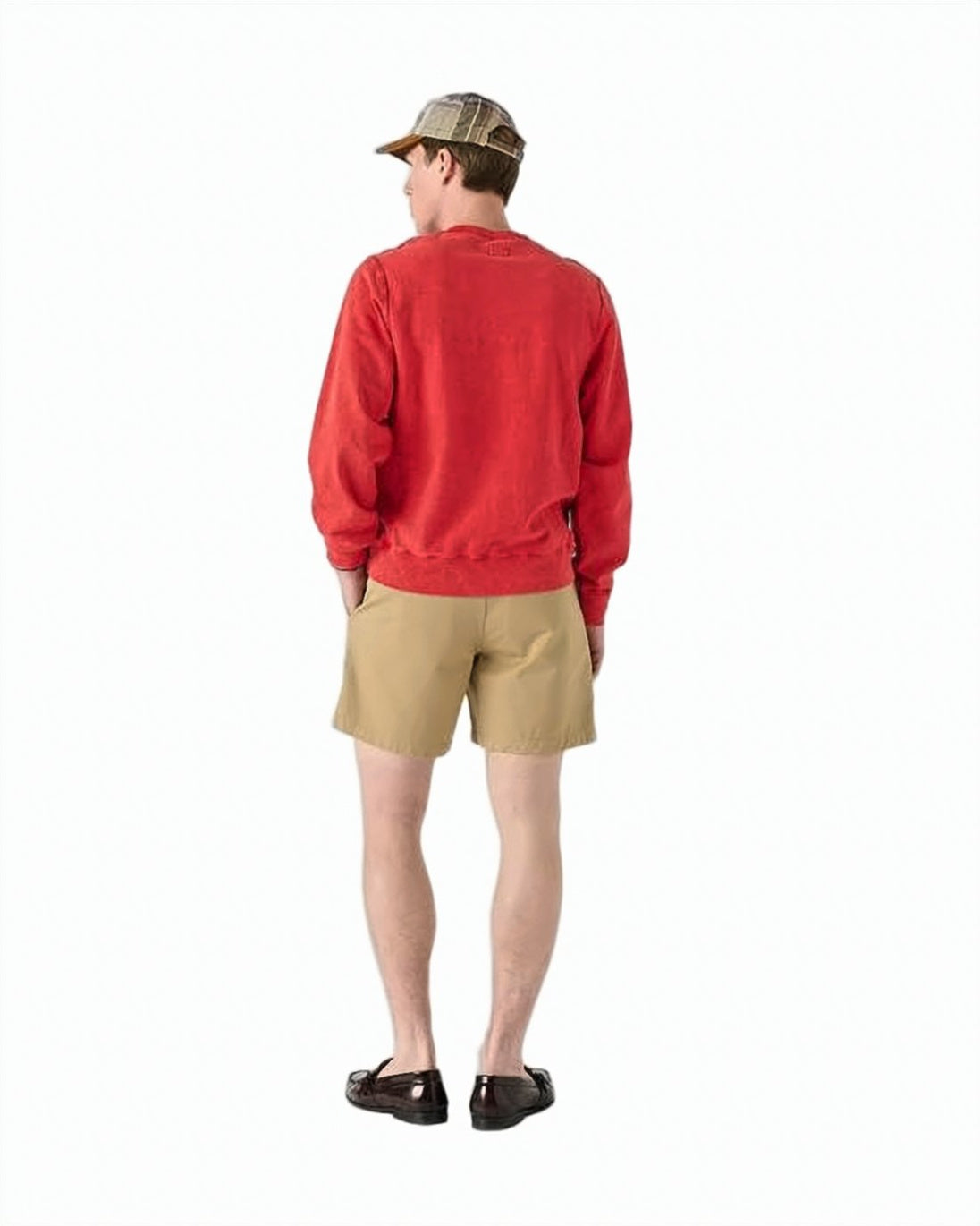 Washed Red Long-Sleeve Sweatshirt with Classic Crew Neck
