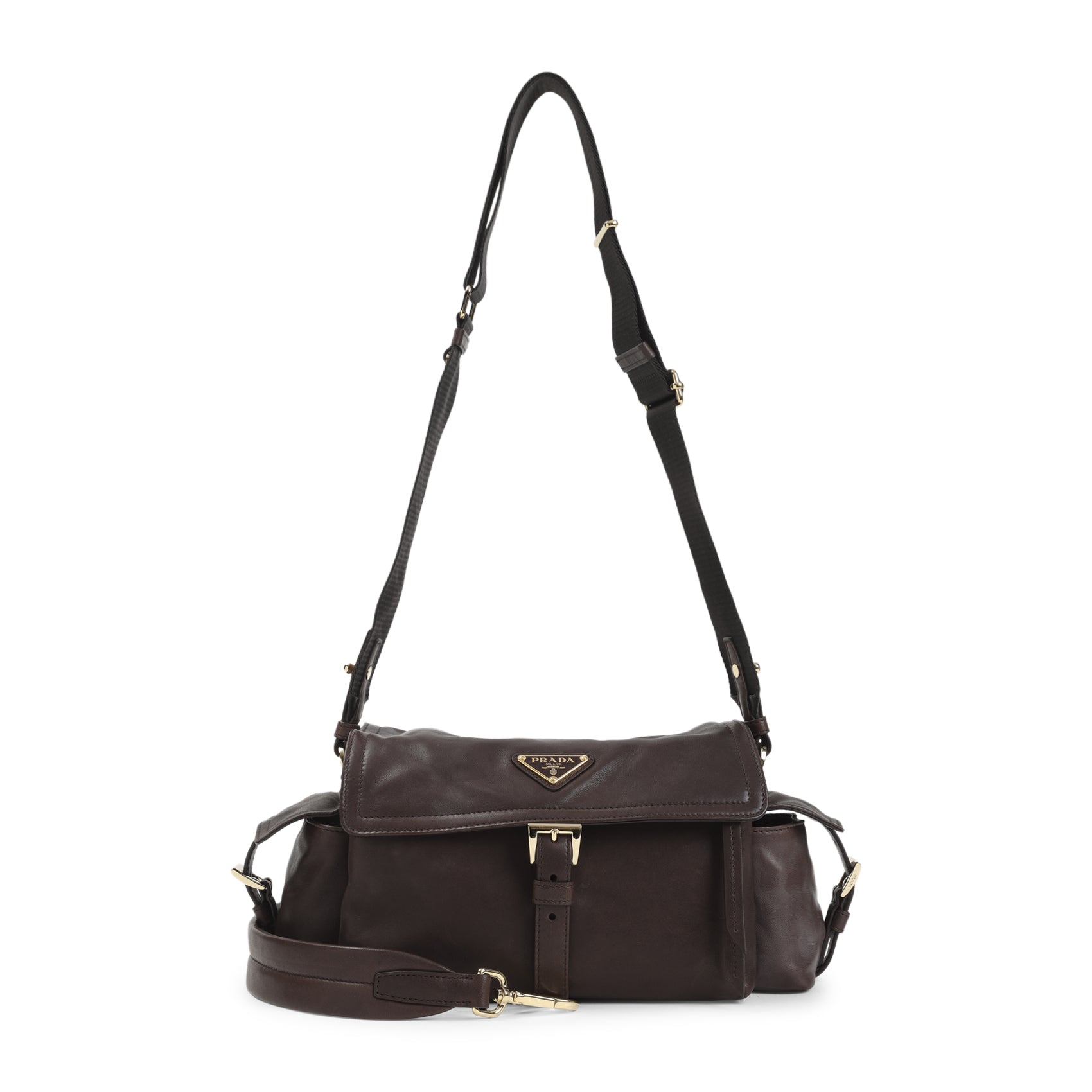 Lamb Leather Handbag with Flap Closure