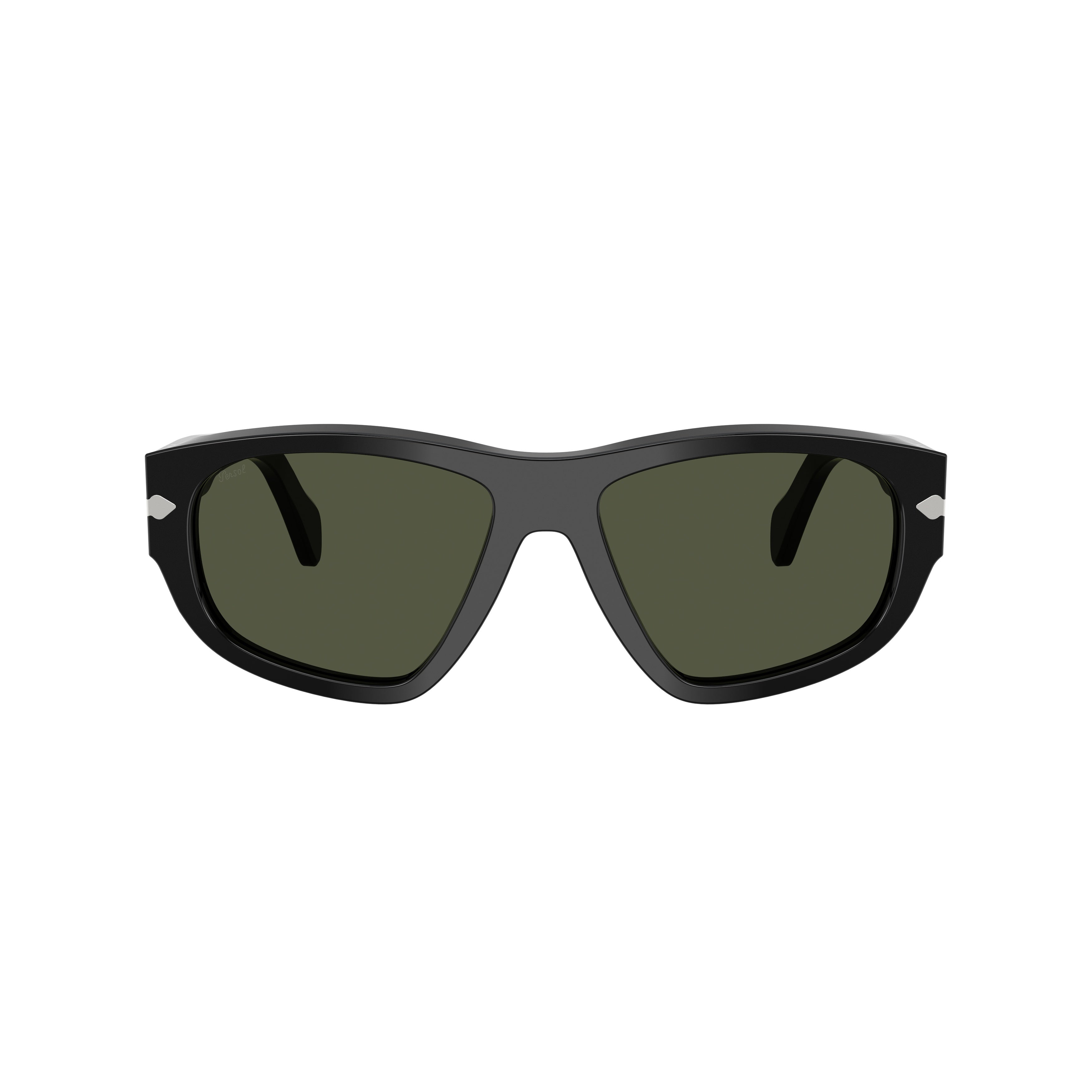 0po0050s Angular Black Acetate Sunglasses with Silver Arrow Detail