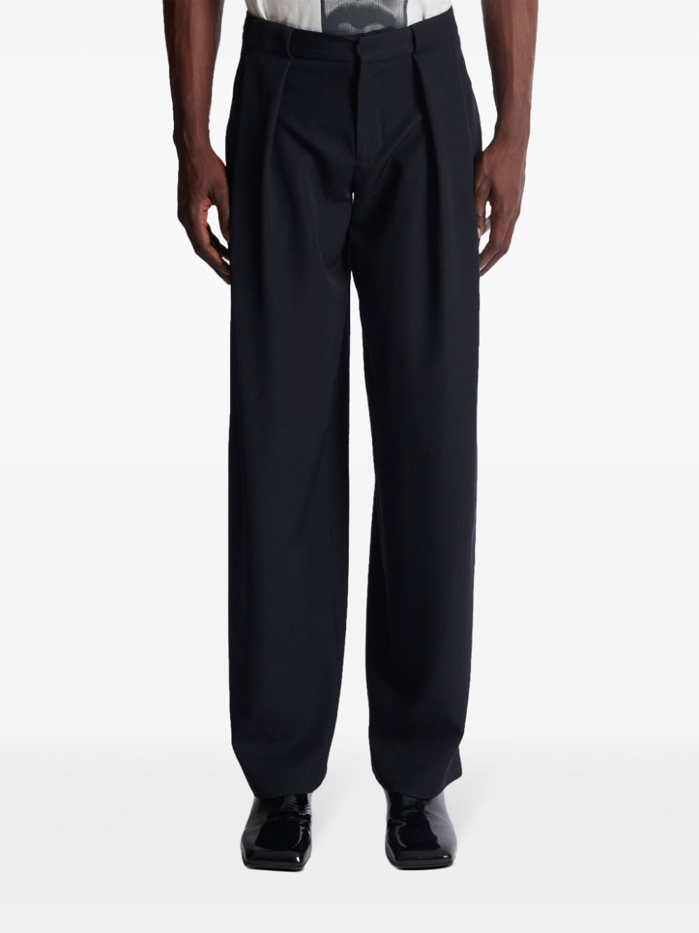 Mid-Rise Black Virgin Wool Trousers