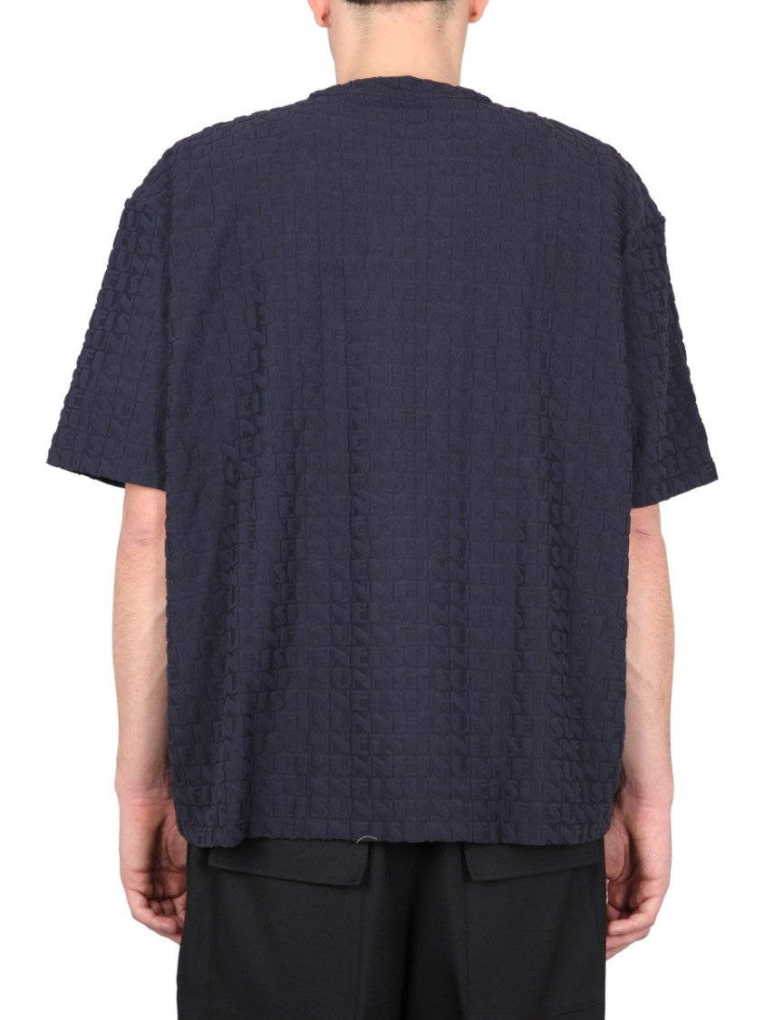 Textured All-Over Logo Crewneck T-Shirt