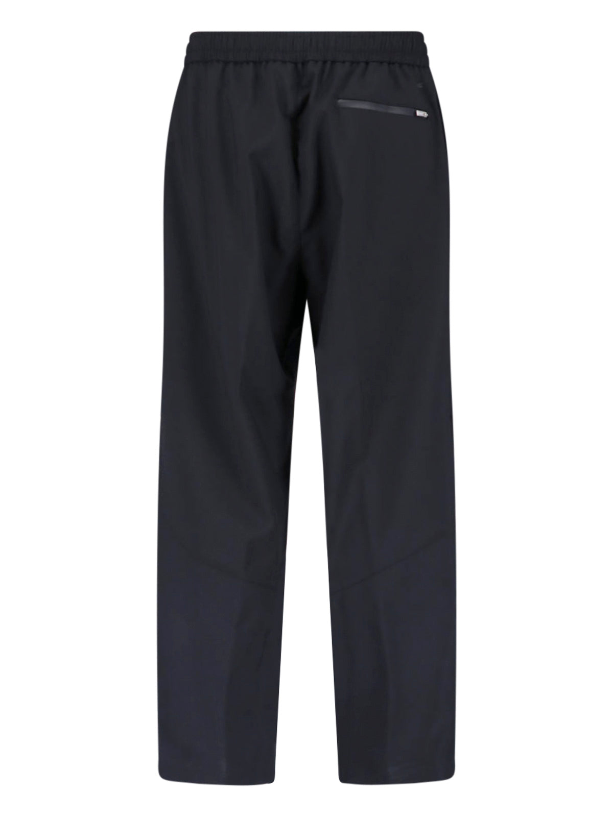 Black Straight-Leg Wool Blend Laminar Trousers