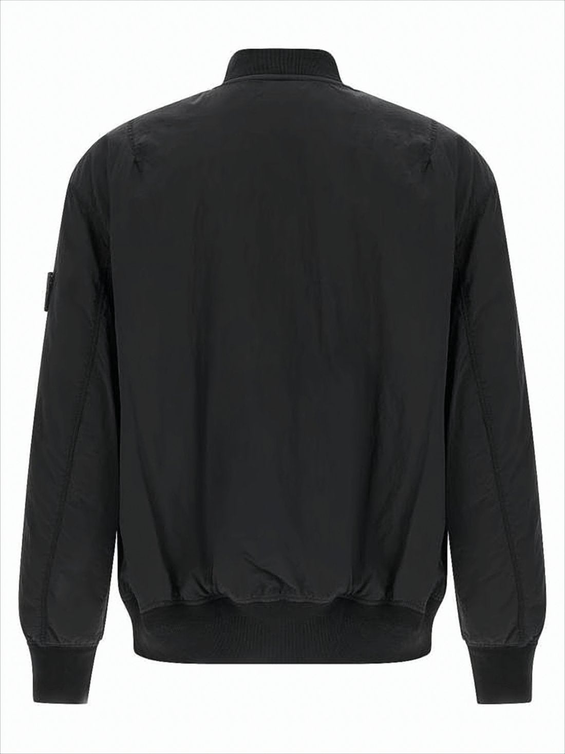 Black Bomber Jacket With Ribbed Finishing