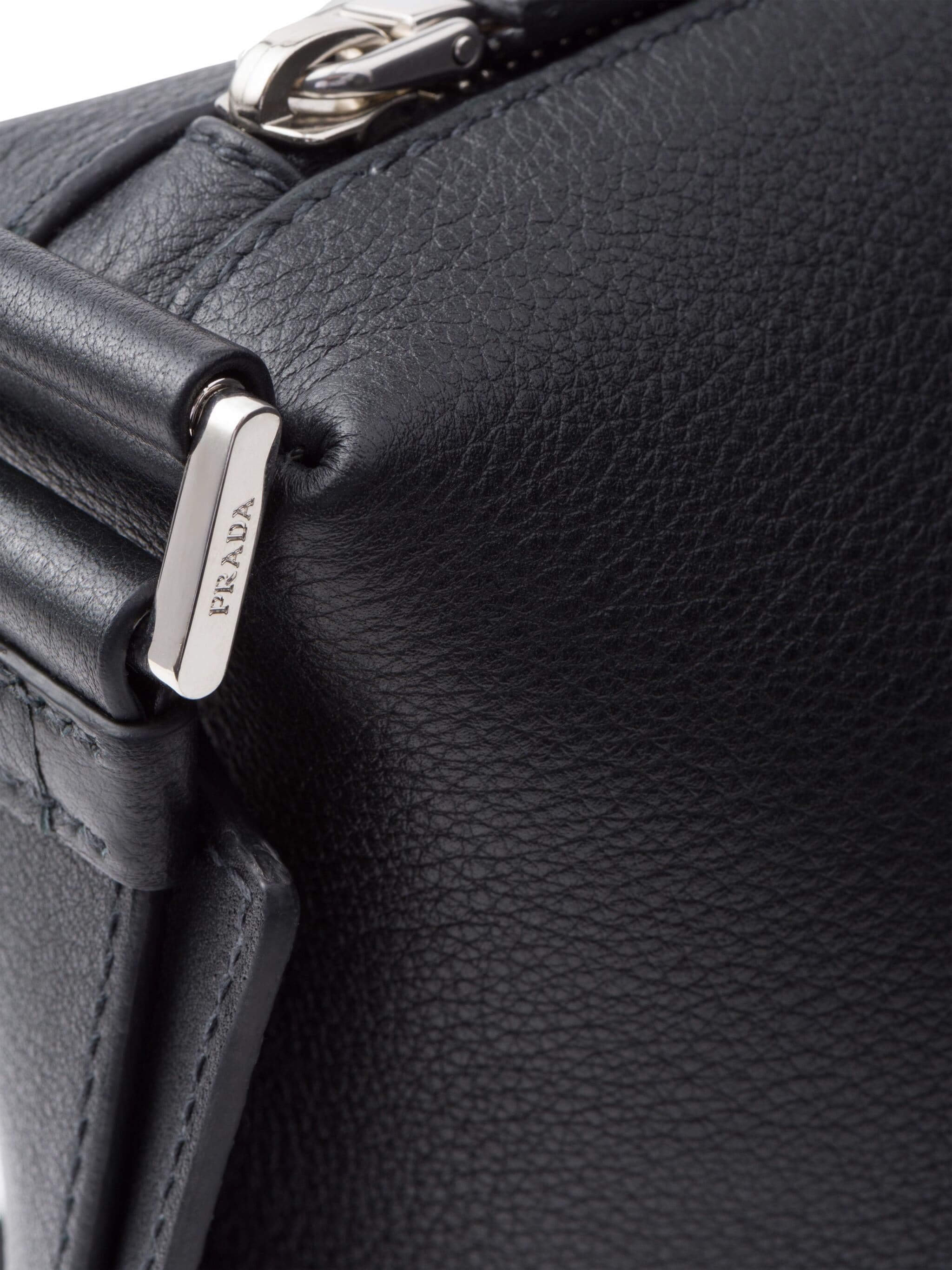 Black Bandoleira Soft Grain Leather Satchel