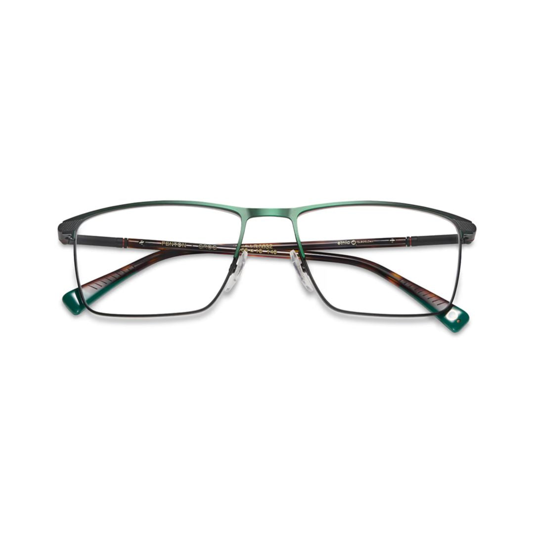 Fenton Rectangular Green Gradient Metal Eyeglass Frames with Tortoiseshell Temples