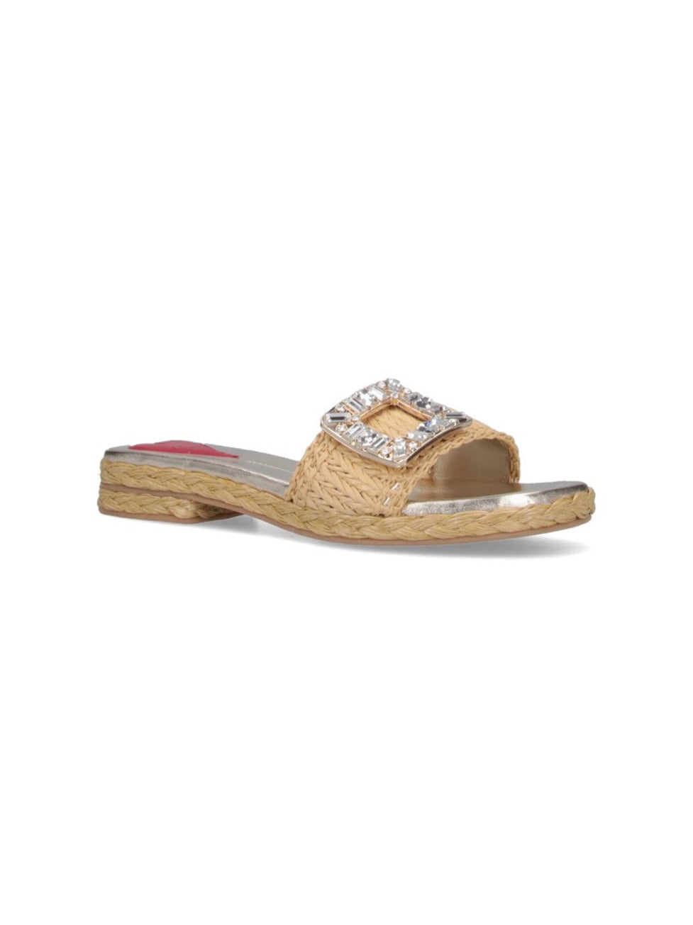 Square-Toe Slide Sandals With Woven Strap