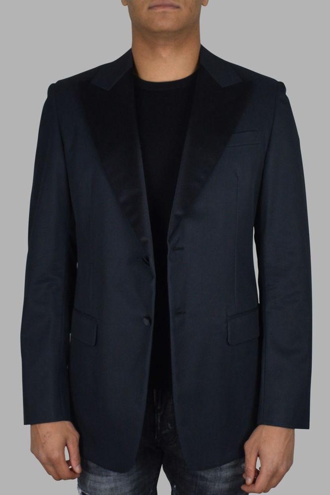 Tailored Dark Blue Cotton Suit Jacket