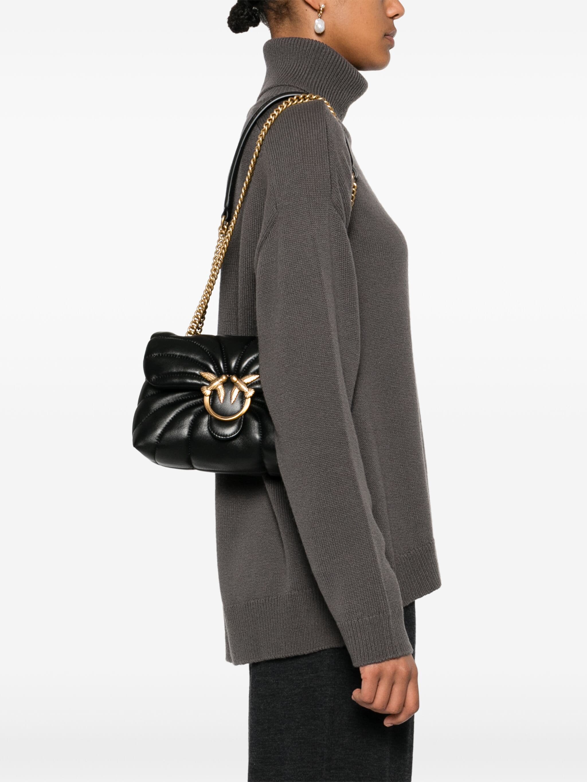 Love Puff Butterfly-Quilted Leather Satchel