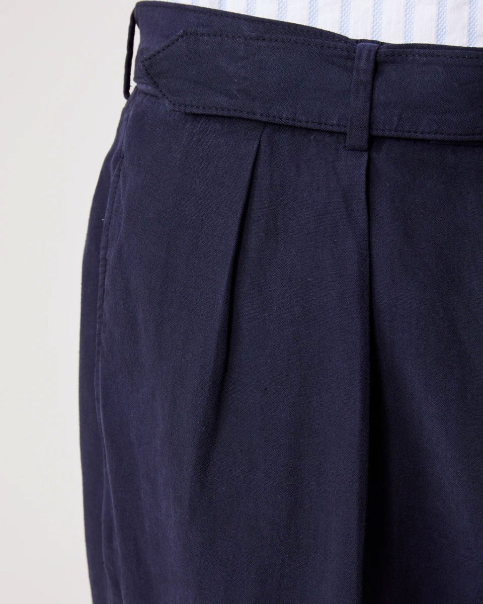 Tapered Blue Pants With Pleated Front