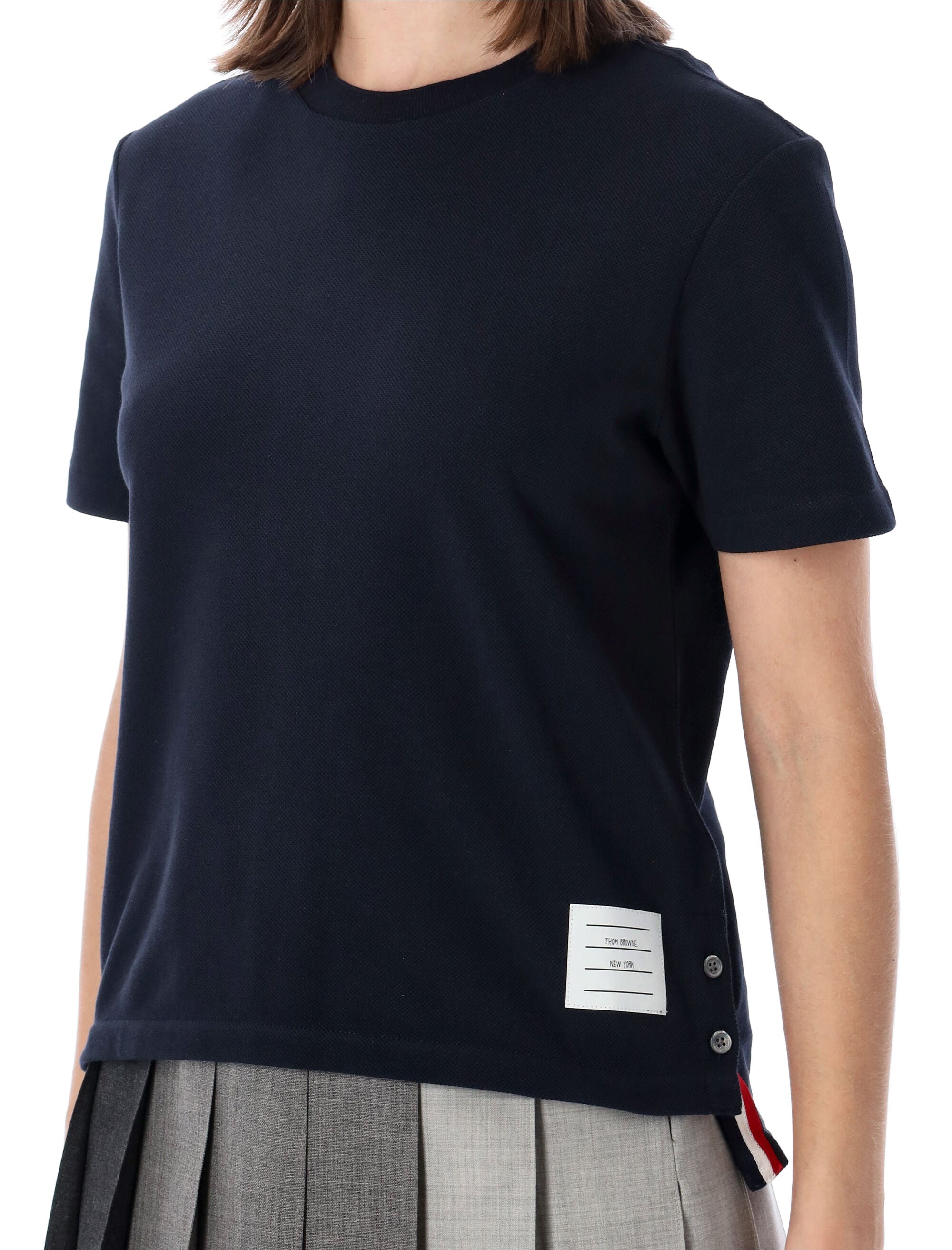 Piqué T-Shirt With Buttoned Side Vents