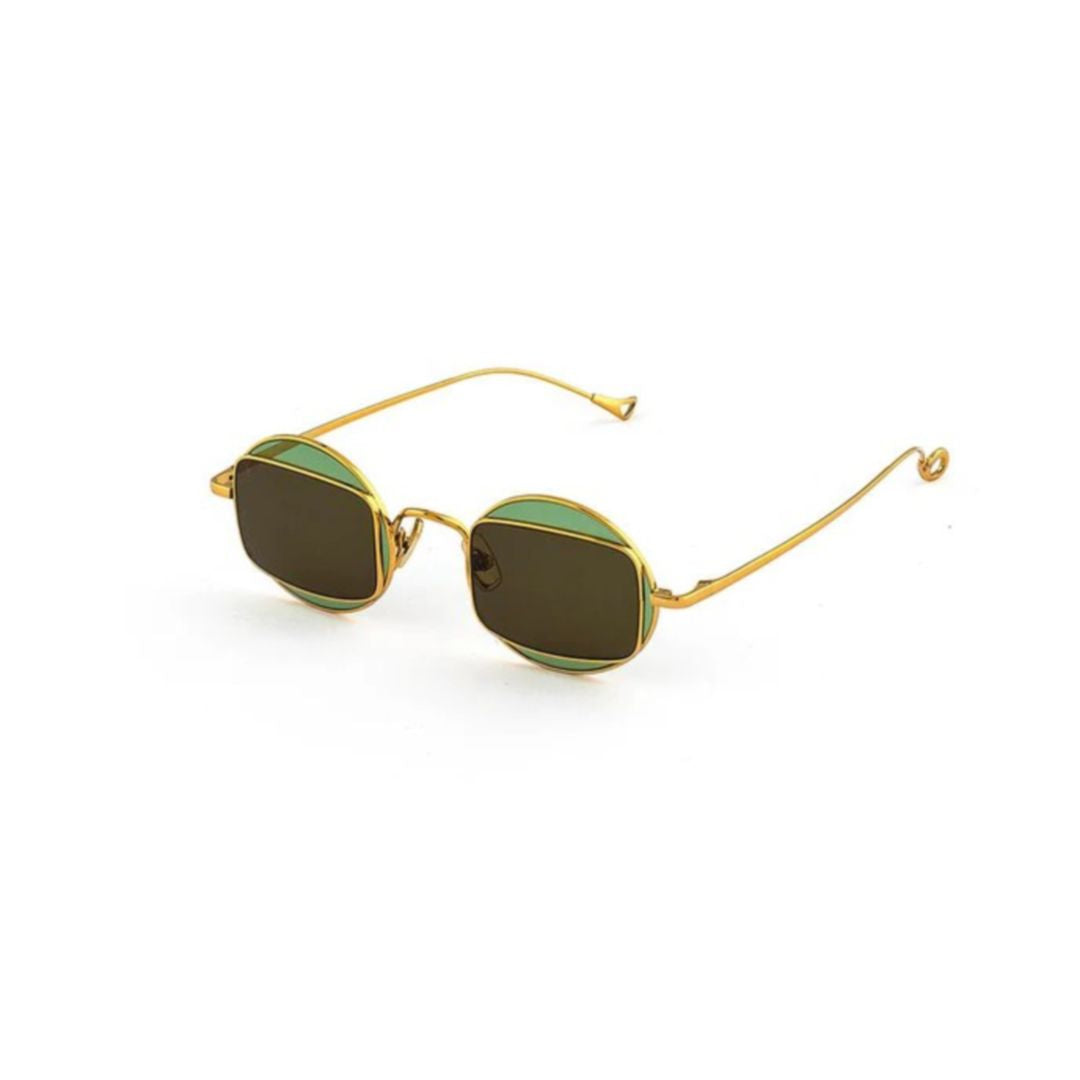 Smooth C.4-8 Geometric Gold Finish Sunglasses with Rounded Square Lenses