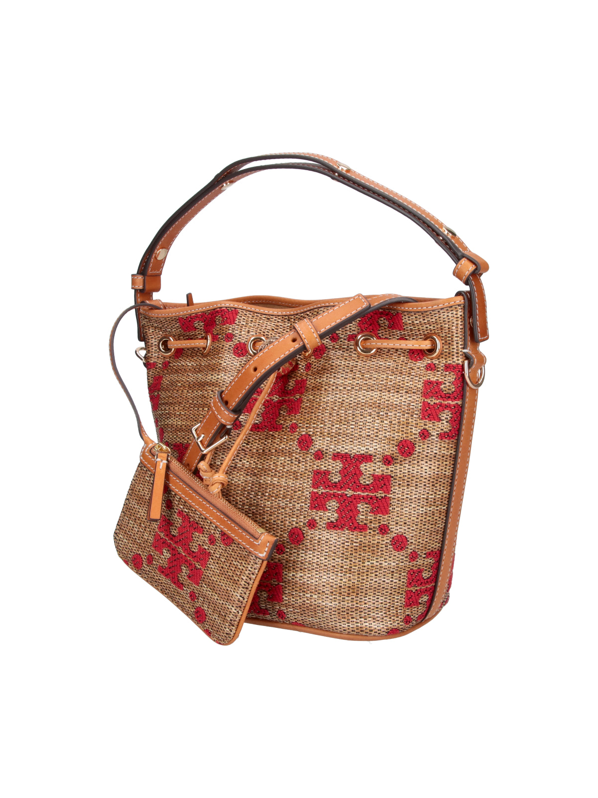 Brown T Monogram Fabric Bucket Bag