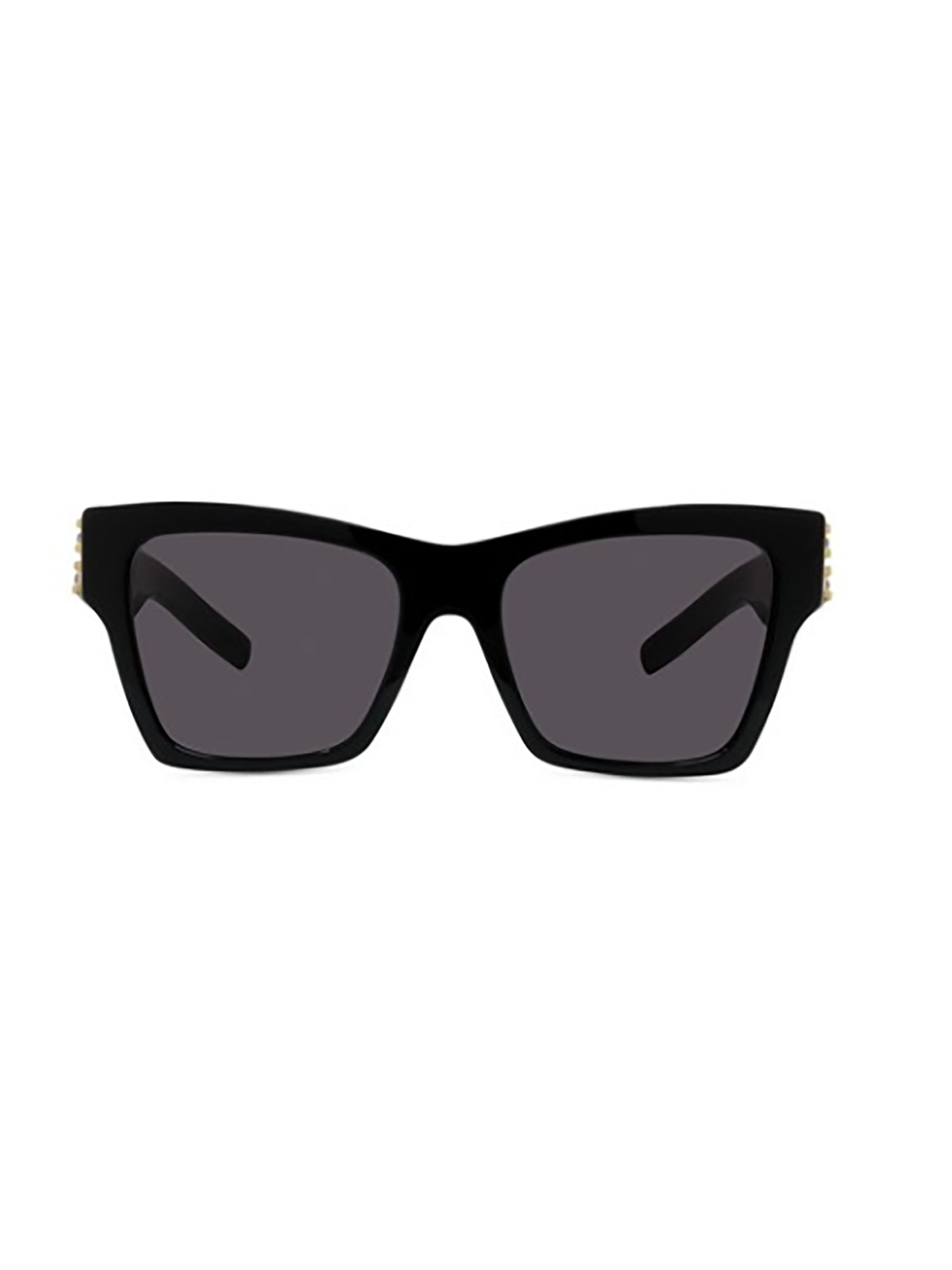 Angular Black Acetate Sunglasses with Embellished Temples
