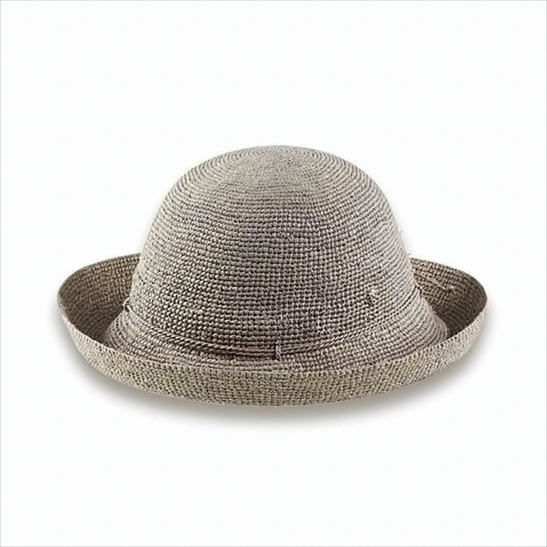 Meticulously Woven Raffia Hat With Rounded Crown And Upturned Brim