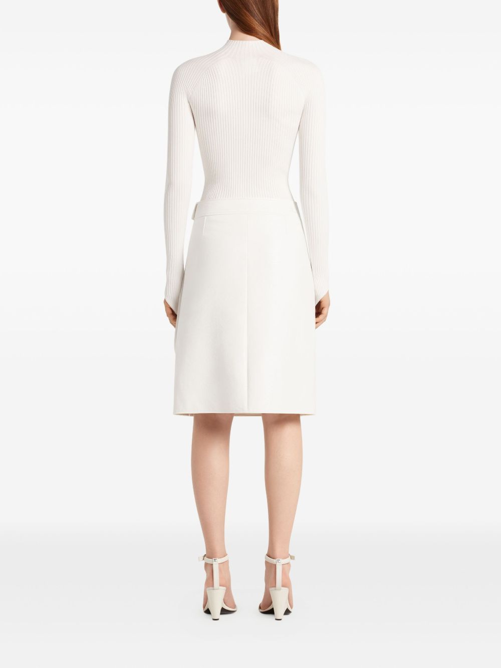 Ribbed White Long-Sleeved Top