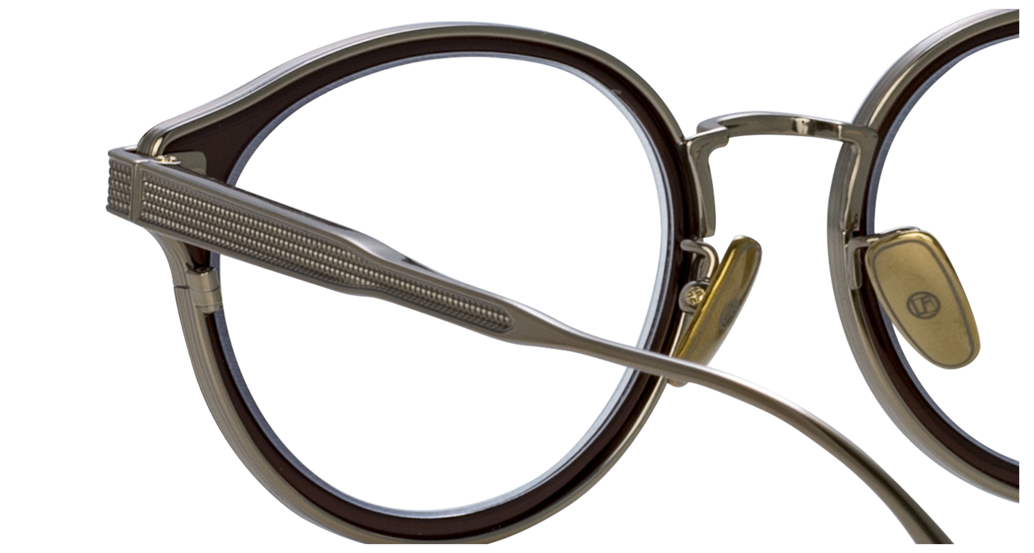 Lfl Round Frame Eyeglasses with Textured Metallic Accents