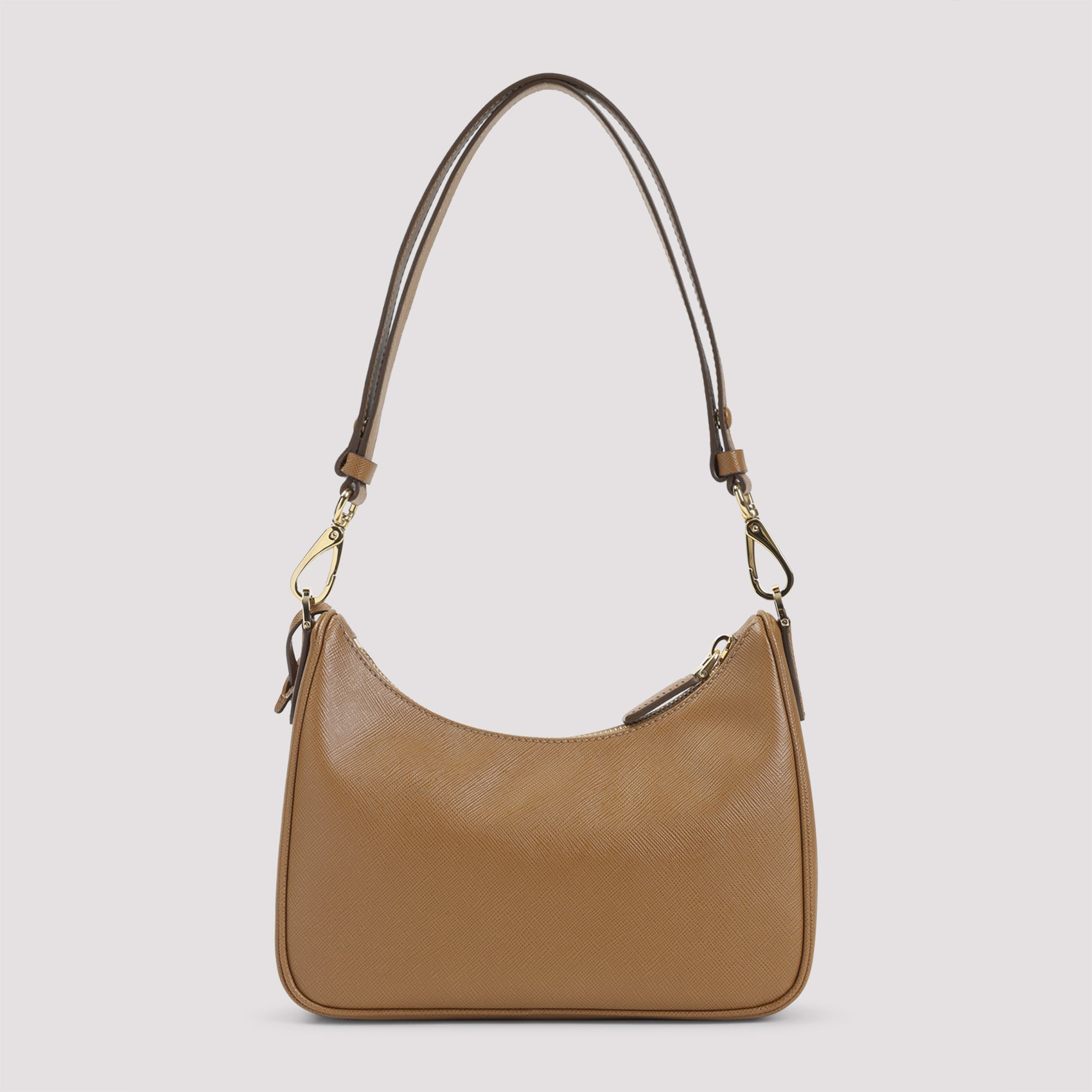Structured Brown Calf Leather Shoulder Bag