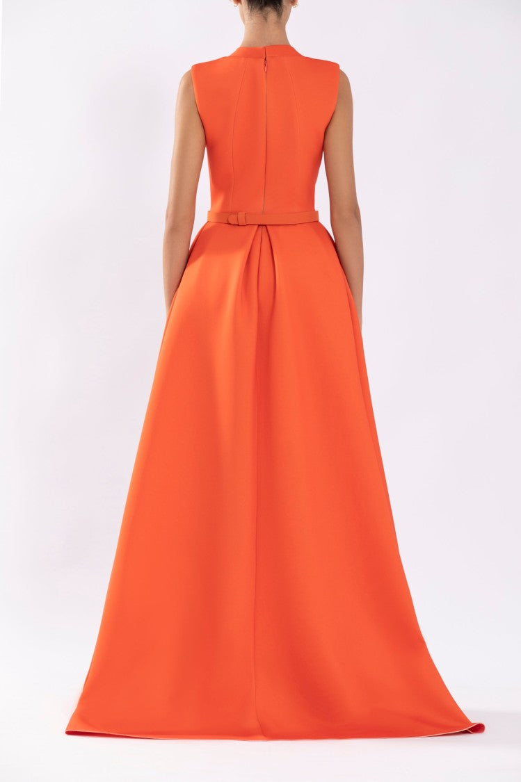 Neoprene Dress With High-Low Skirt