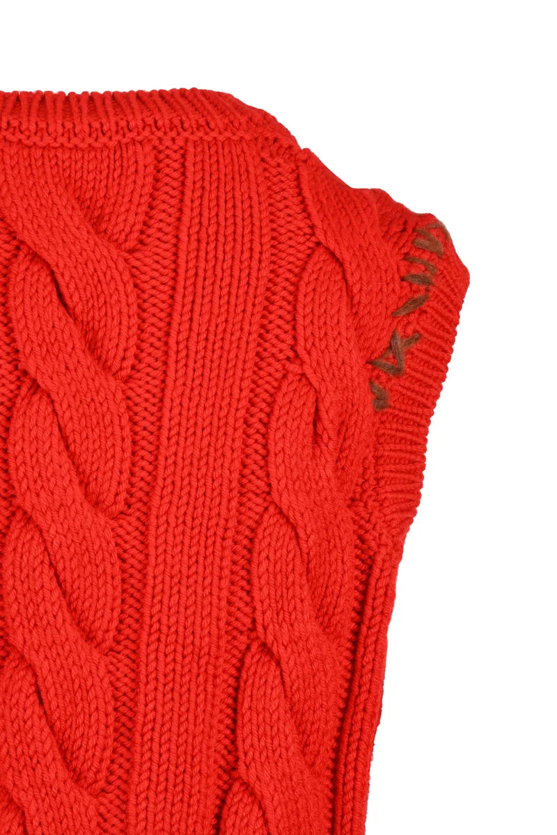 Knitted Vest - Red