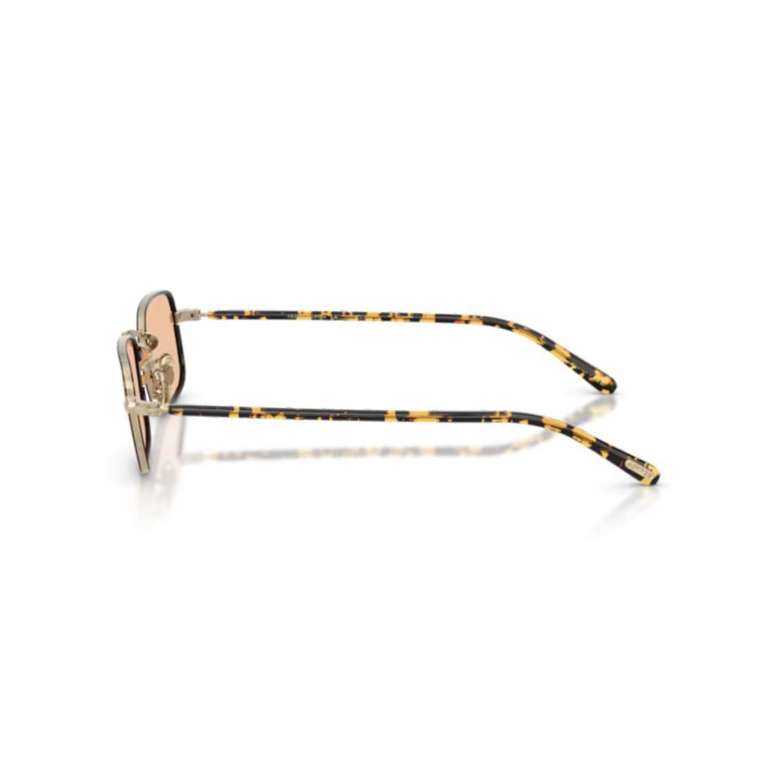 0ov1366t Rectangular Titanium Sunglasses with Gold Finish