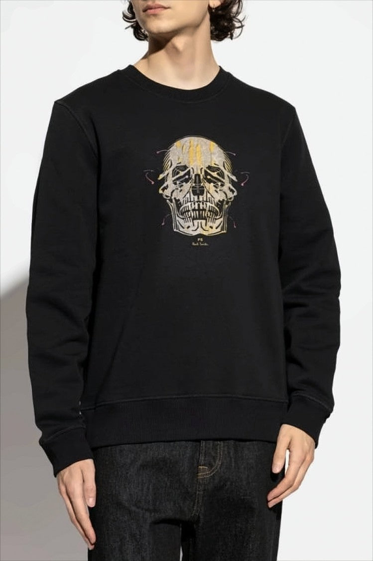 Graphic Skull Print Black Crewneck Sweatshirt