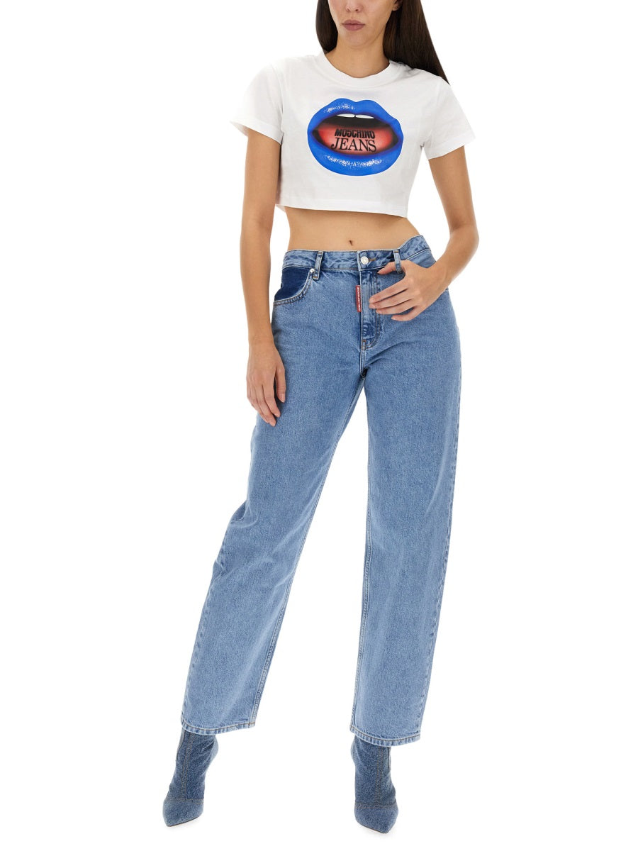 Straight-Leg Denim Jeans with Five-Pocket Design