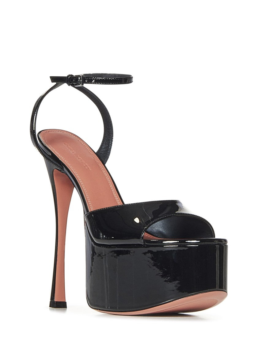 Patent Leather Platform Sandals With Stiletto Heel