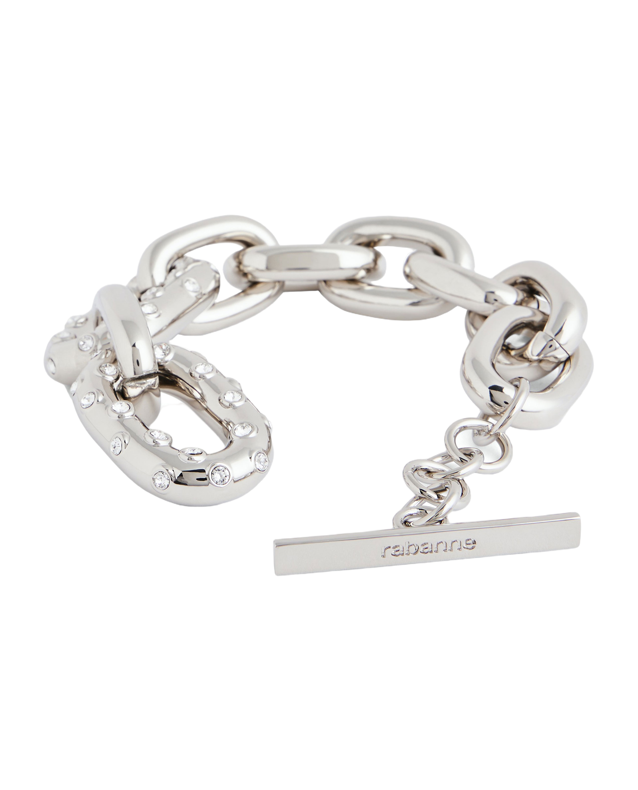Interlaced Silver Chain Bracelet With Crystal Accents