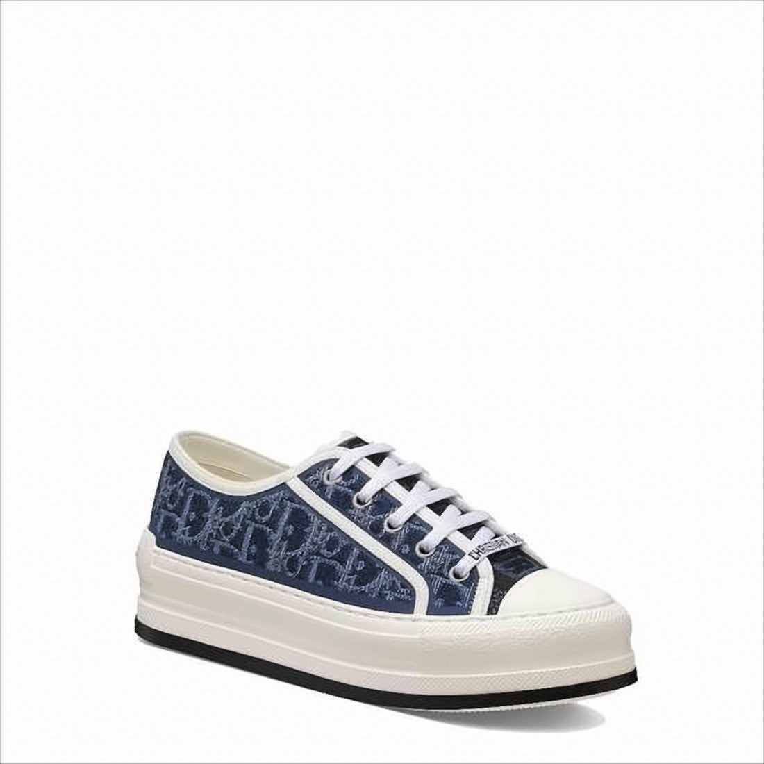 Low-Top Sneakers with Navy Pattern and White Trim