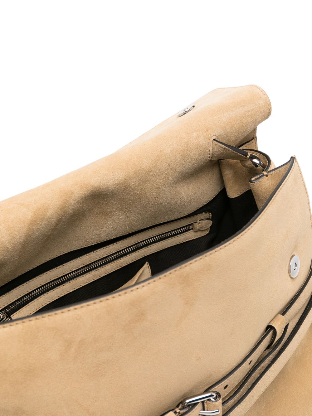 Beige Leather Suede Buckle Belt Bag