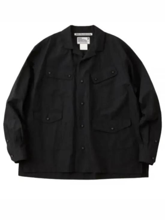 Long-Sleeve Utility Shirt with Boxy Fit and Front Flap Pockets